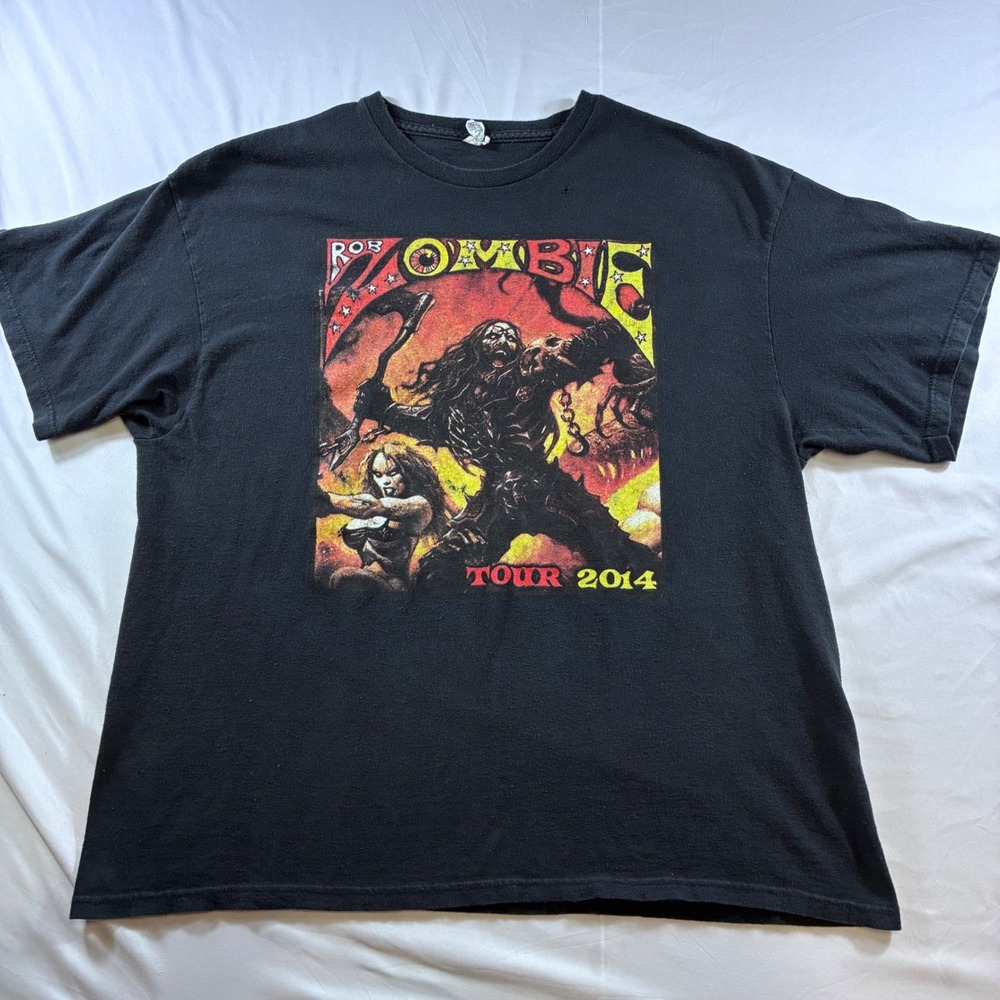 Rob Zombie Tour 2014 Disco Death Rock T-Shirt Mens 2XL VTG Distressed Band